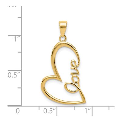 14K Yellow Gold LOVE Heart Pendant – view 5