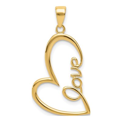 14K Yellow Gold LOVE Heart Pendant