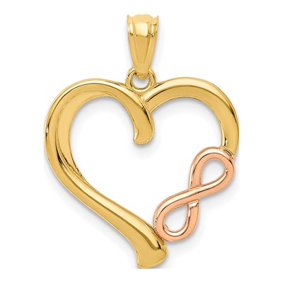 14K Two-Tone Gold Infinity Heart Pendant