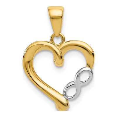 14K Yellow Gold Infinity Heart Pendant