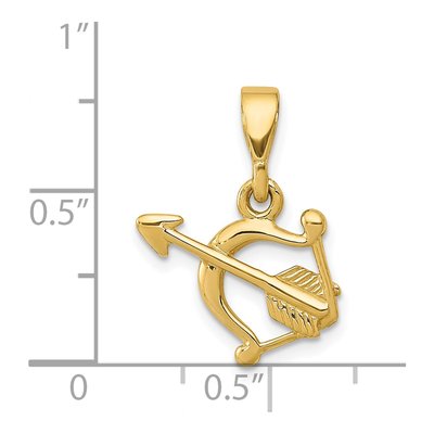 14K Yellow Gold Bow Arrow Pendant – view 4