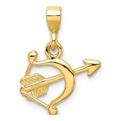 14K Yellow Gold Bow Arrow Pendant – view 5