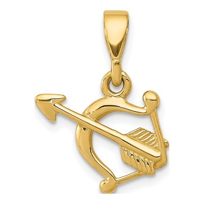 14K Yellow Gold Bow Arrow Pendant