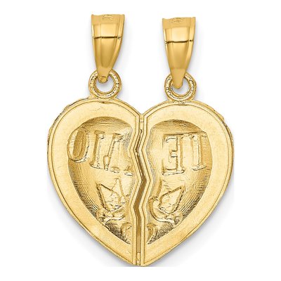 14K Yellow Gold Break-Apart TE AMO Heart Set Pendant – view 4