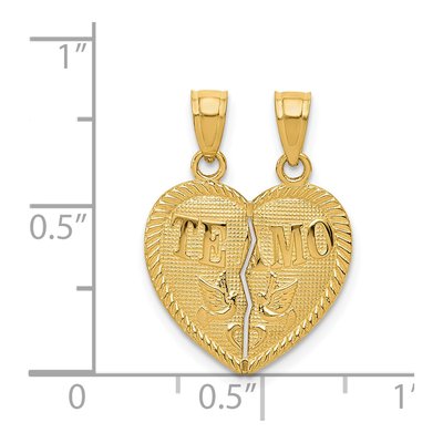 14K Yellow Gold Break-Apart TE AMO Heart Set Pendant – view 5