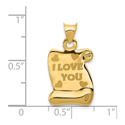 14K Yellow Gold I LOVE YOU Scroll Pendant – view 5