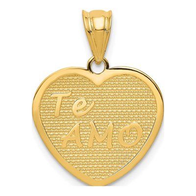 14K Yellow Gold TE AMO Heart Pendant