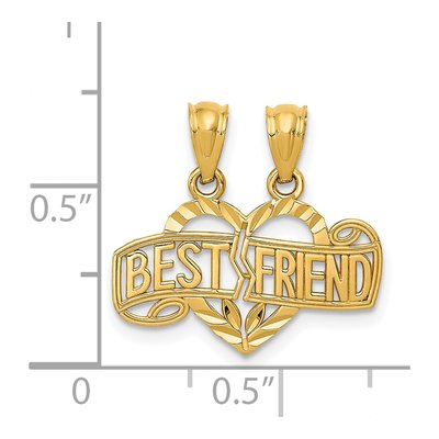 14K Yellow Gold Best Friend Heart Pendant – view 5
