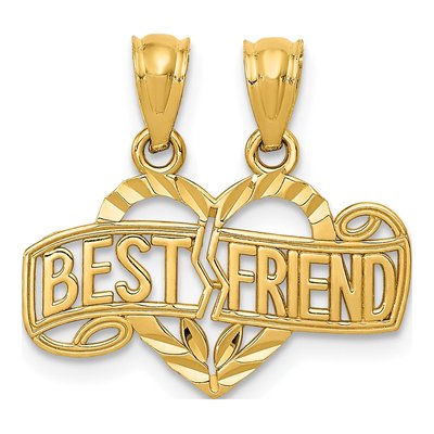 14K Yellow Gold Best Friend Heart Pendant