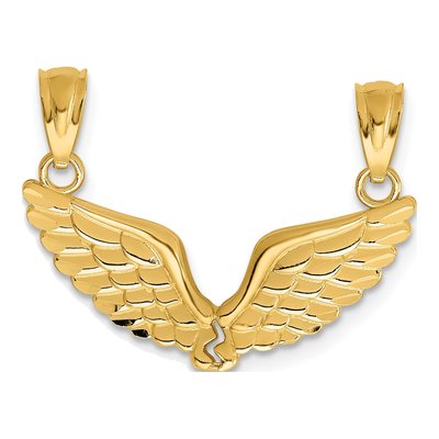14K Yellow Gold Break-Apart Angel Wings Set Pendant