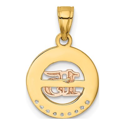 14K Two-Tone Gold CZ Pendant – view 4