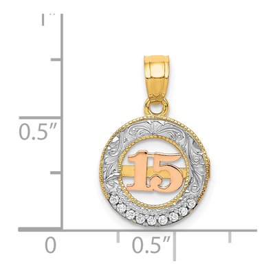 14K Two-Tone Gold CZ Pendant – view 5