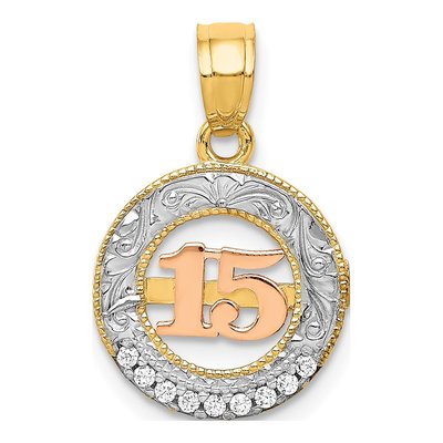 14K Two-Tone Gold CZ Pendant