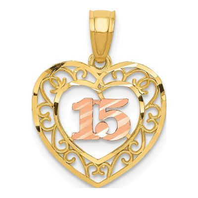 14K Two-Tone Gold Diamond-Cut Pendant