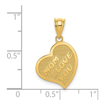 14K Yellow Gold MOM Cross Reversible Heart Pendant – view 5