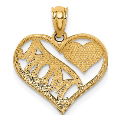 14K Yellow Gold MOM Heart Pendant – view 5