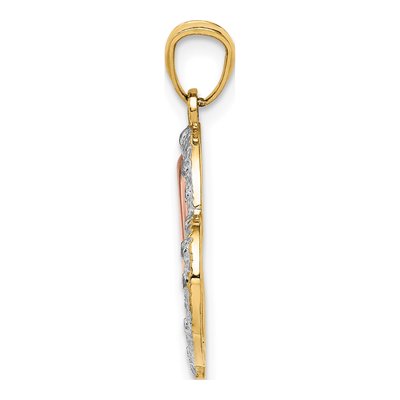 14K Two-Tone Gold Diamond-Cut MOM Heart Pendant – view 3