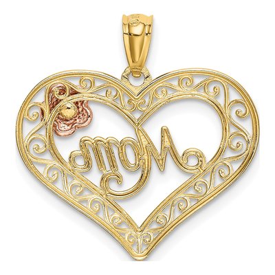 14K Two-Tone Gold MOM Heart Pendant – view 4