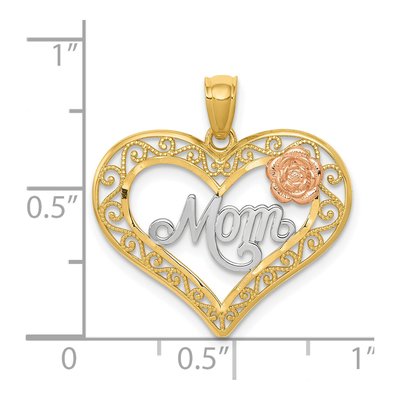 14K Two-Tone Gold MOM Heart Pendant – view 5