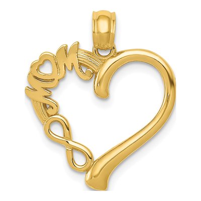 14K Yellow Gold MOM Heart Infinity Pendant