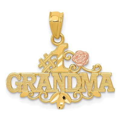 14K Two-Tone Gold Grandma Number 1 Pendant