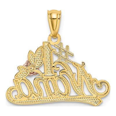 14K Two-Tone Gold NANA Diamond-Cut Number 1 Pendant – view 4