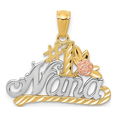 14K Two-Tone Gold NANA Diamond-Cut Number 1 Pendant