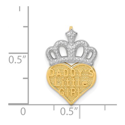 14K Yellow Gold Daddy's Little Girl Heart Crown Slide Pendant – view 5