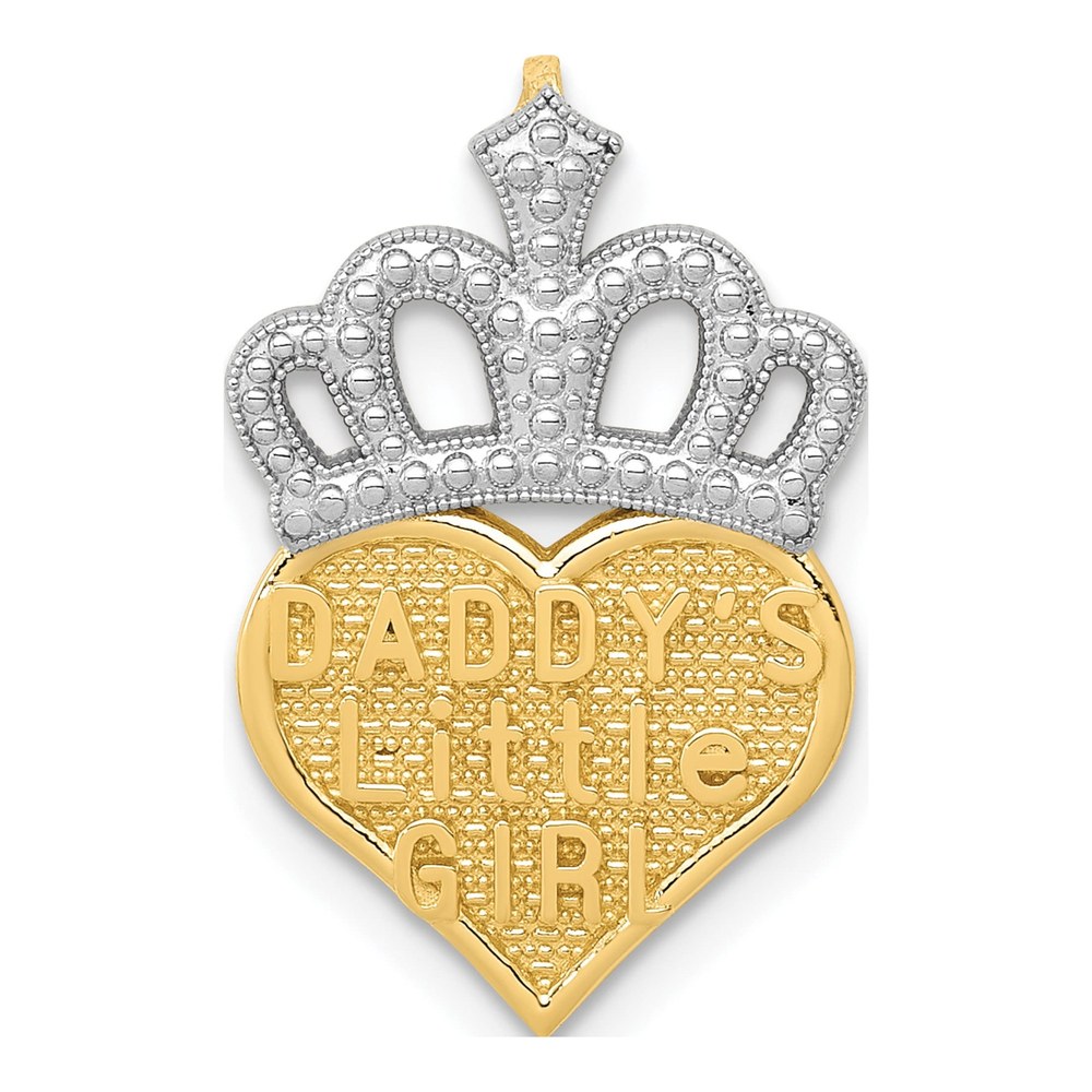 14k Gold Daddy's Little Girl Heart Crown Slide