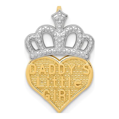 14K Yellow Gold Daddy's Little Girl Heart Crown Slide Pendant