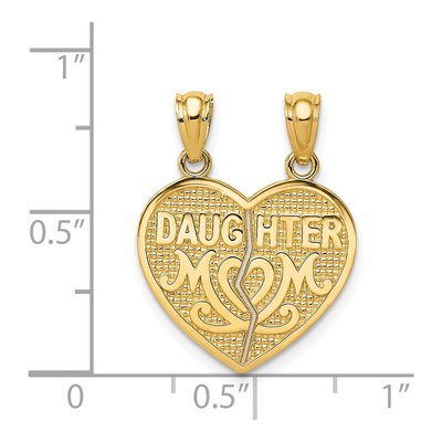 14K Yellow Gold Daughter-Mom Heart Set Pendant – view 5