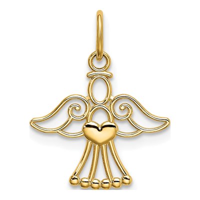 14K Yellow Gold Small Angel Heart Pendant – view 4