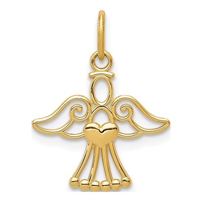 14K Yellow Gold Small Angel Heart Pendant