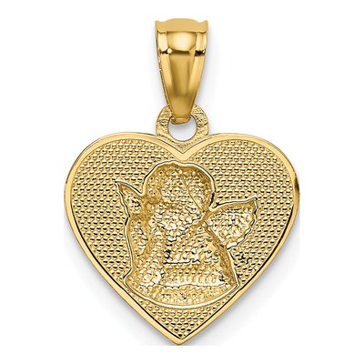 14K Yellow Gold Guardian Angel Heart Pendant – view 4