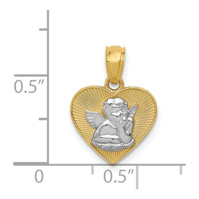 14K Yellow Gold Guardian Angel Heart Pendant – view 5