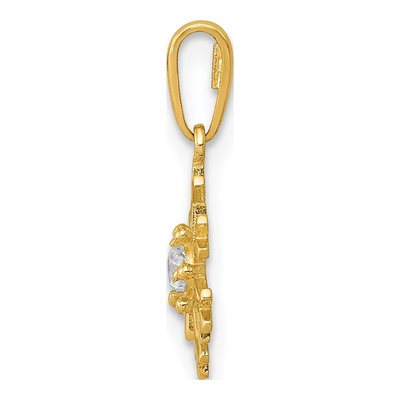14K Yellow Gold CZ Snowflake Pendant – view 3
