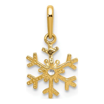 14K Yellow Gold CZ Snowflake Pendant – view 4