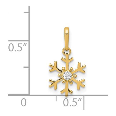 14K Yellow Gold CZ Snowflake Pendant – view 5