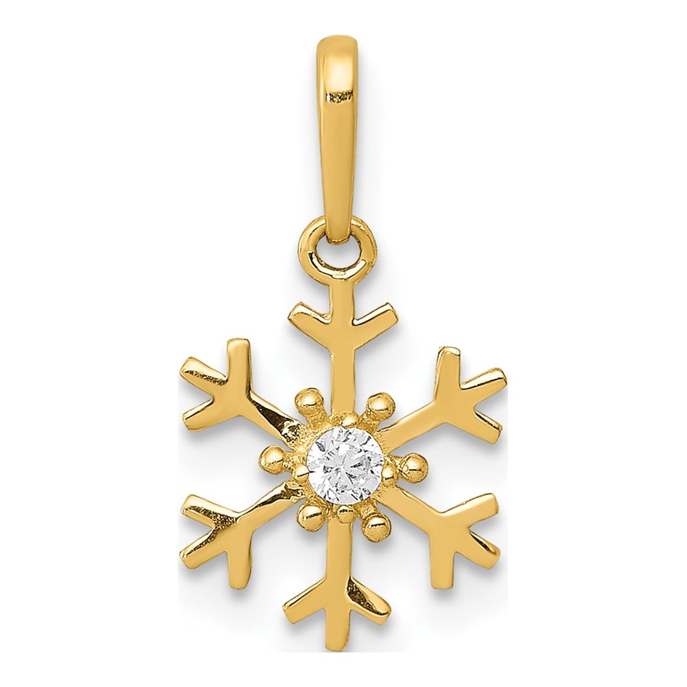 14K Yellow Gold CZ Snowflake Pendant