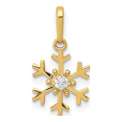 14K Yellow Gold CZ Snowflake Pendant