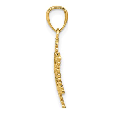 14K Yellow Gold Diamond-Cut Snowflake Pendant – view 3
