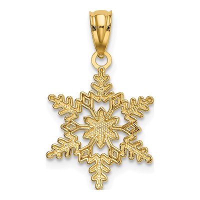 14K Yellow Gold Diamond-Cut Snowflake Pendant – view 4