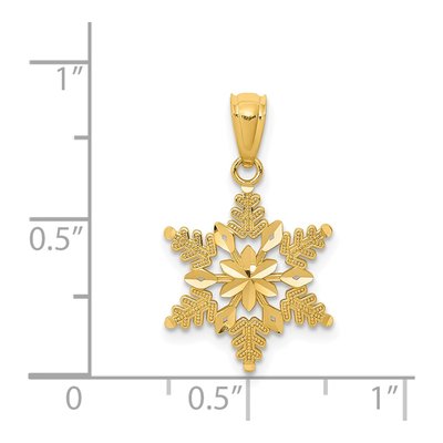 14K Yellow Gold Diamond-Cut Snowflake Pendant – view 5