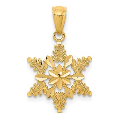 14K Yellow Gold Diamond-Cut Snowflake Pendant