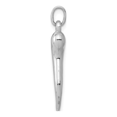 14K White Gold 3-D Italian Horn Charm Pendant – view 3
