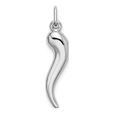 14K White Gold 3-D Italian Horn Charm Pendant – view 4