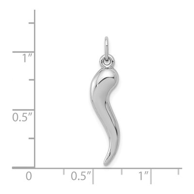 14K White Gold 3-D Italian Horn Charm Pendant – view 5