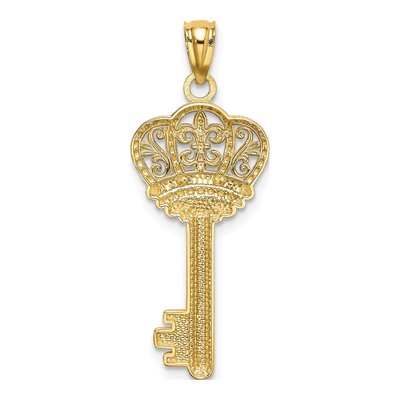 14K Yellow Gold Fleur de Lis Key Charm – view 4