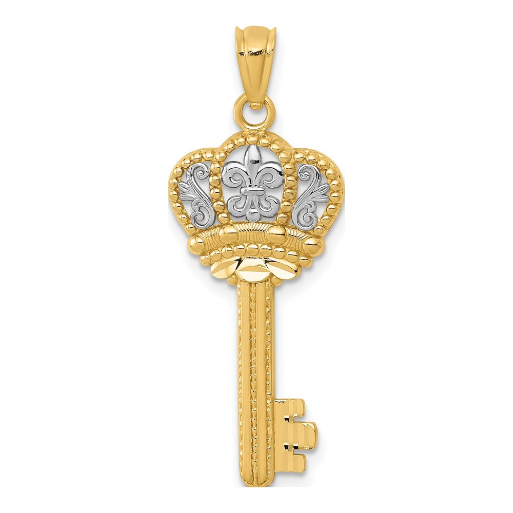14K Yellow Gold Fleur de Lis Key Charm