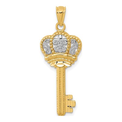14K Yellow Gold Fleur de Lis Key Charm